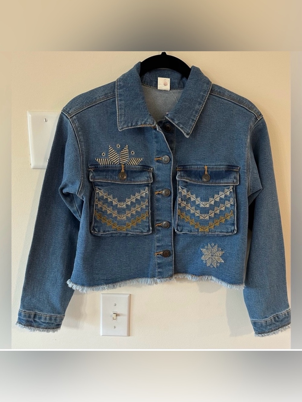 Evsie Girls Embroidered Jean Jacket NWT Size XS8